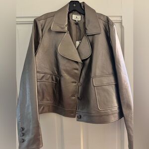 Tuckernuck Silver Leather Jacket Tailored Fit